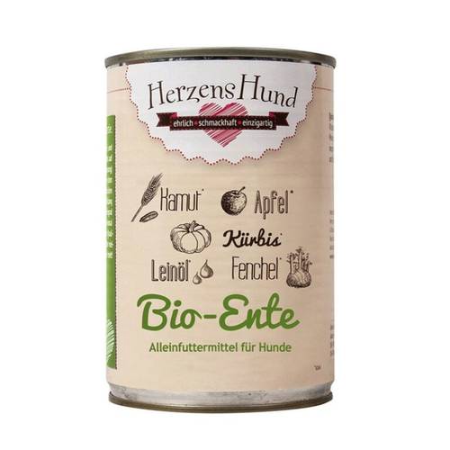 Herzens Hund Anatra Bio con Verdure Bio Umido per Cani