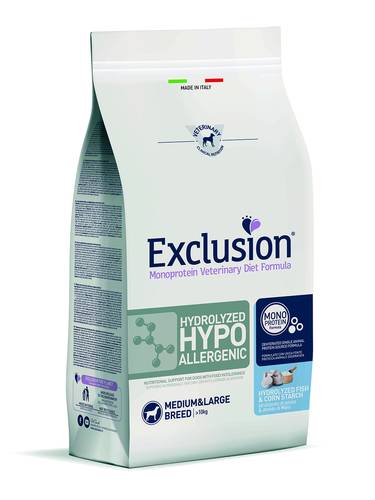 EXCLUSION Hydrolizzato Hypo Pesce e Mais Medium/Large Breed
