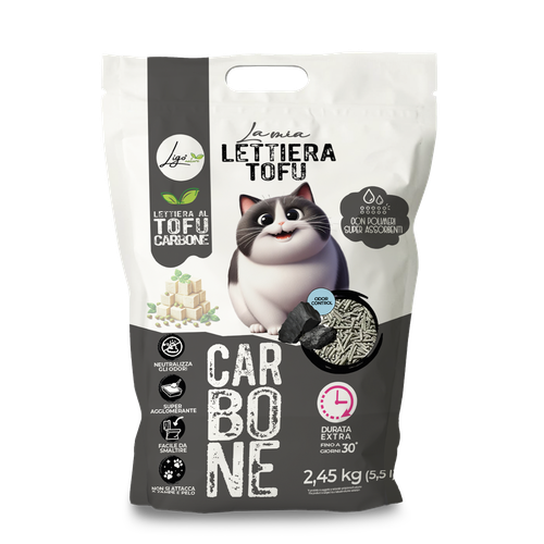 Ligo Nature La mia lettiera Tofu SUPER AGGLOMERANTE con carbone attivo 5,5l 2,45KG